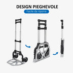 Folding Luggage Cart Max 70kg with Telescopic Handles and Adjustable Height, 41x38.5x100 cm, Silver