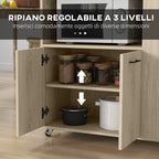 HOMCOM Chipboard Kitchen Trolley with Open Shelf, 2-Door Cabinet and Side Shelf, 75x40x80.5 cm - Borgè