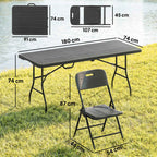 Outsunny 5-Piece Camping Table and Chair Set with Folding Table and 4 Chairs, in HDPE and Black Metal