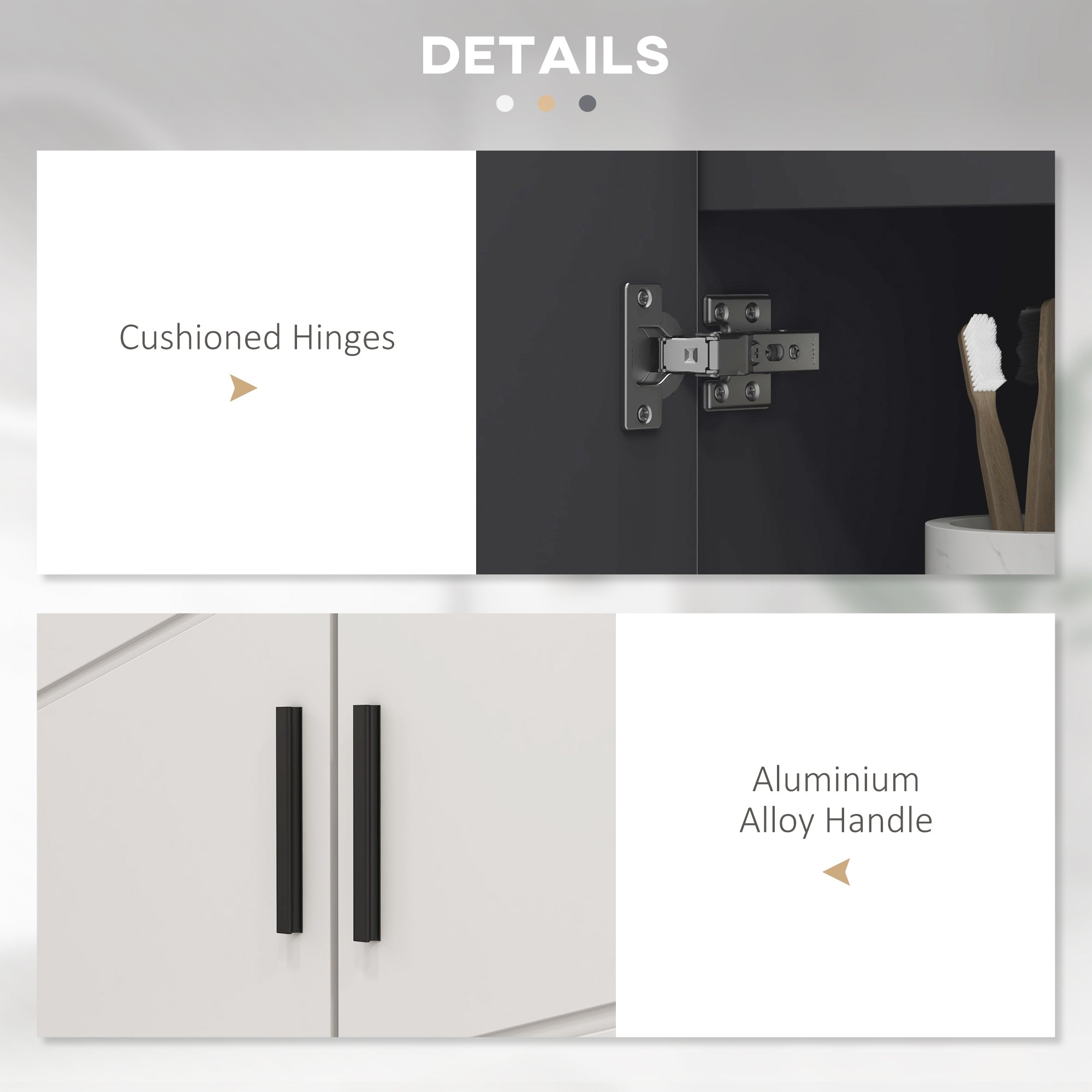 kleankin Bathroom Vanity Unit for Pedestal with Cabinet 2 Doors, 60x30x60cm, Gray - Borgè