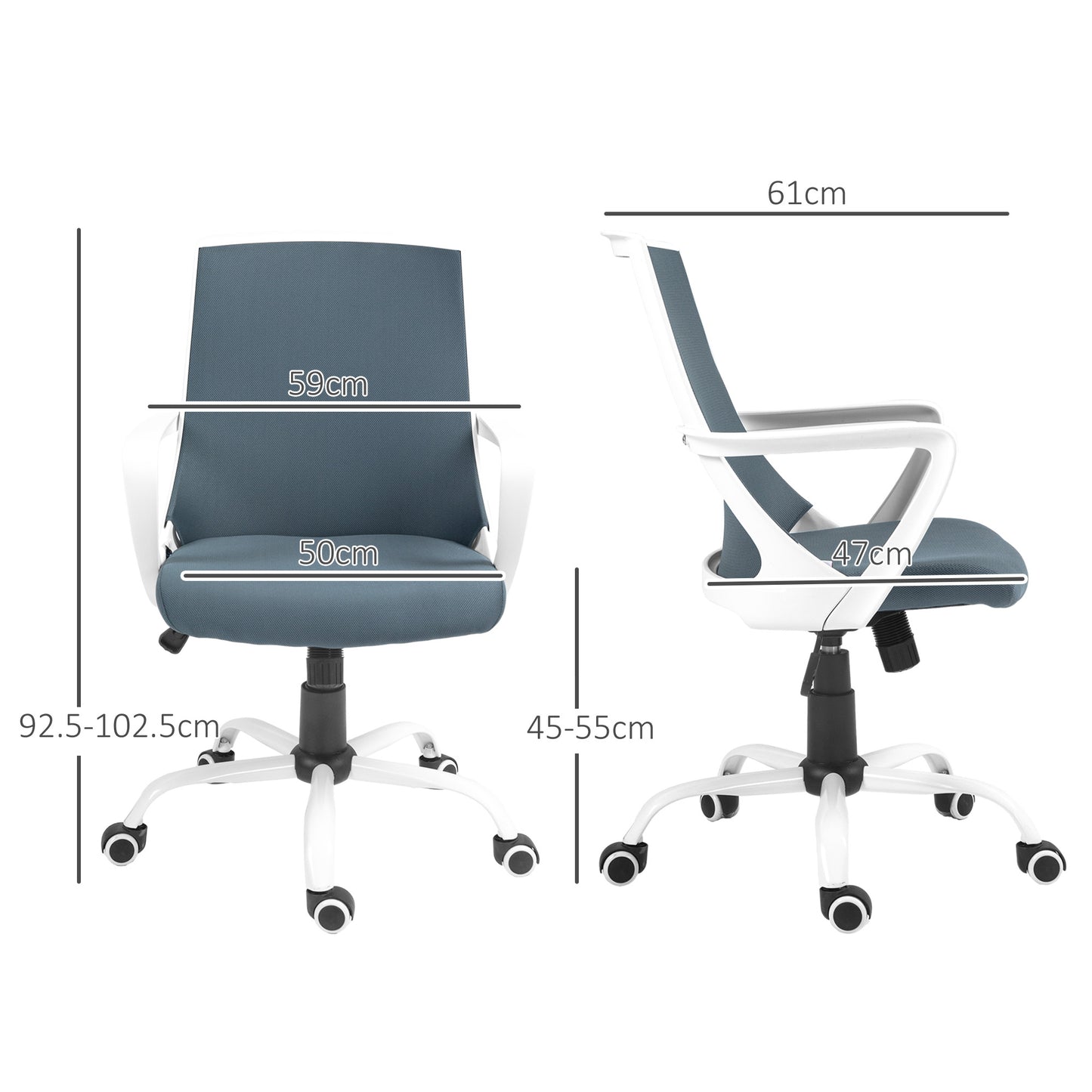 HOMCOM Ergonomic Office Chair with Adjustable Height, Rocking Function and Mesh Fabric, Gray - Borgè