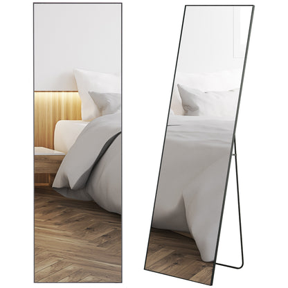 Vertical Wall or Floor Mirror in Metal and Aluminum Alloy, 50x2x161.5 cm, Black