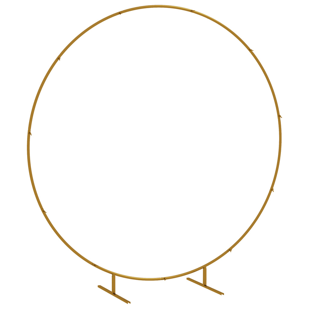 Outsunny Steel Garden Arch, Round Wedding Arch for Balloons and Climbing Plants for Ceremonies, Birthdays and Events, 222x60x224 cm, Gold