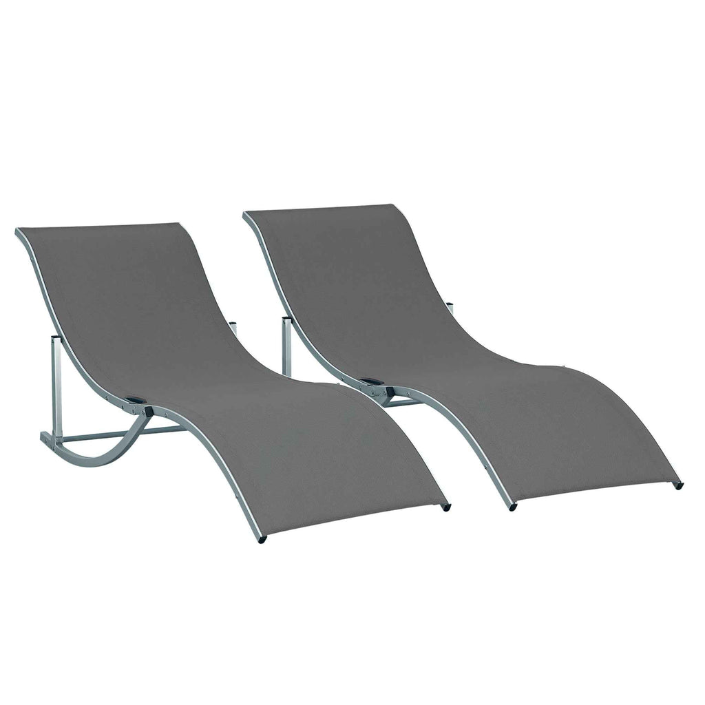 Outsunny Set of 2 Folding Garden Loungers, Aluminum and Textilene Sun Lounger, 61x165x63 cm