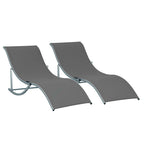 Outsunny Set of 2 Folding Garden Loungers, Aluminum and Textilene Sun Lounger, 61x165x63 cm