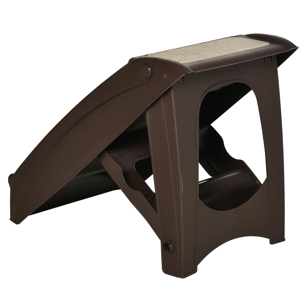 4-Step Folding Dog Ladder, Non-Slip PP, Brown