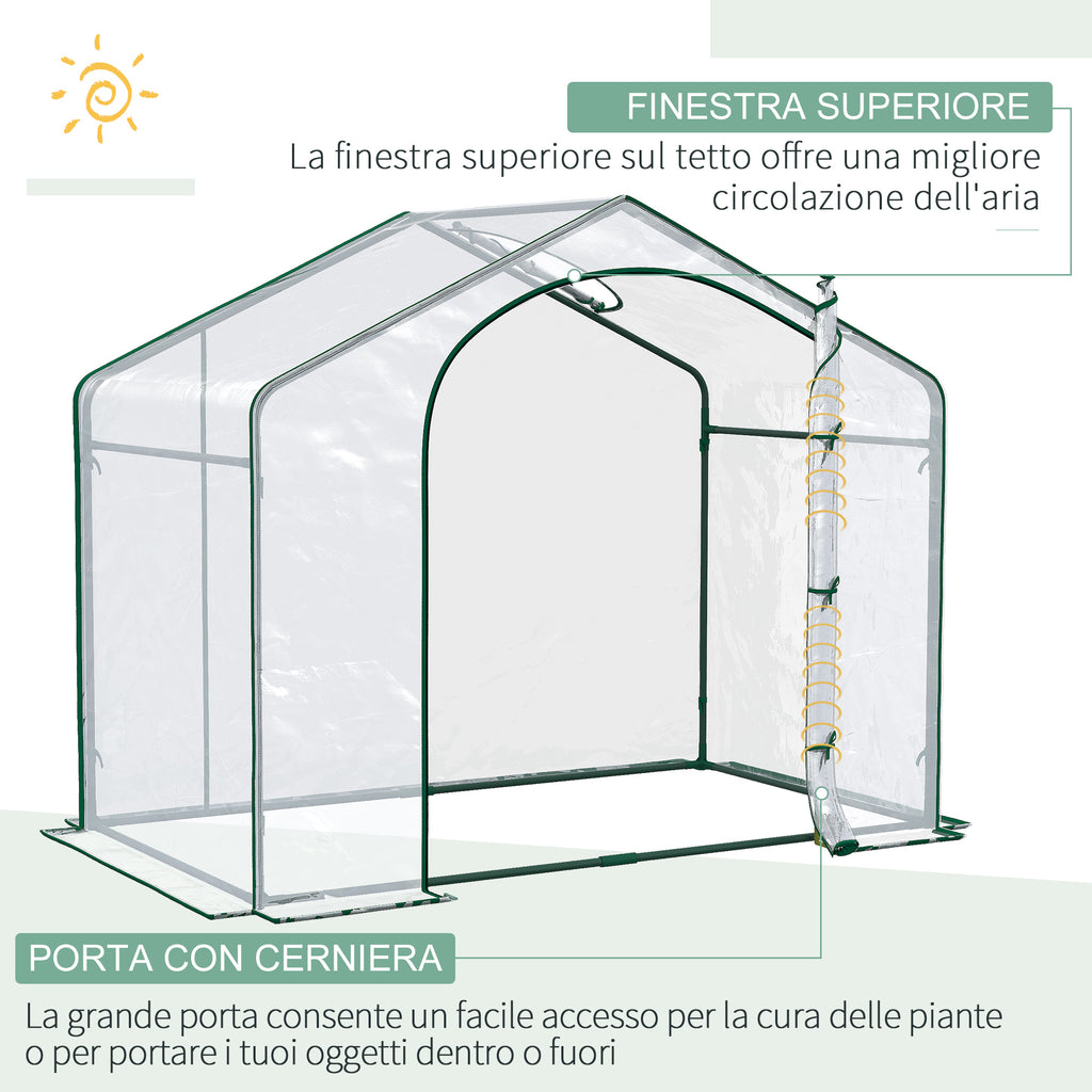 Outsunny Outdoor Greenhouse with Zip Entry and Top Air Vent, in Plastic and Steel, 180x100x152 cm, Transparent