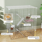 Multi-Level Rodent Cage with Accessories Included, Made of Steel, PET and PS, 73x47x80 cm, White