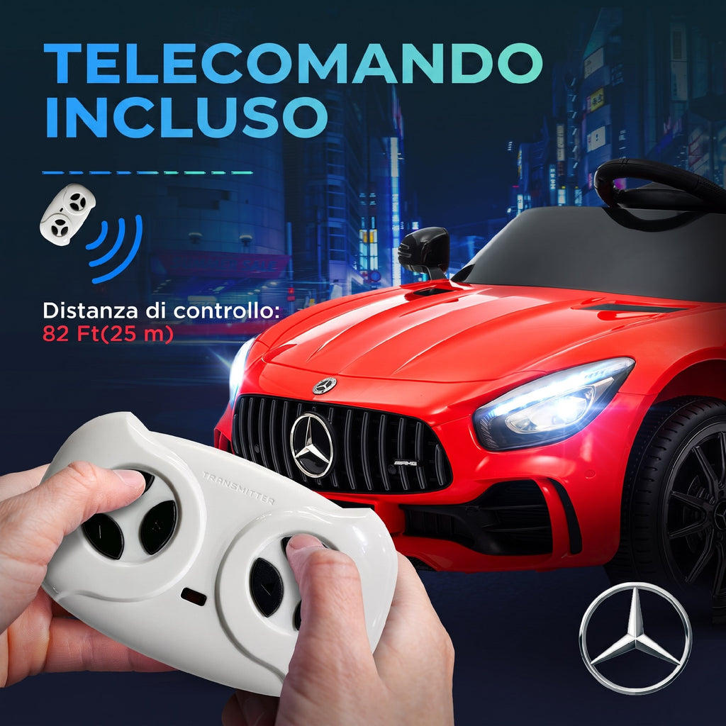 AIYAPLAY Electric Ride-On Toy Car for Kids 3-6 Years Old Mercedes-AMG GTR with 2 Motors and Remote Control, 3-5 km/h, Red