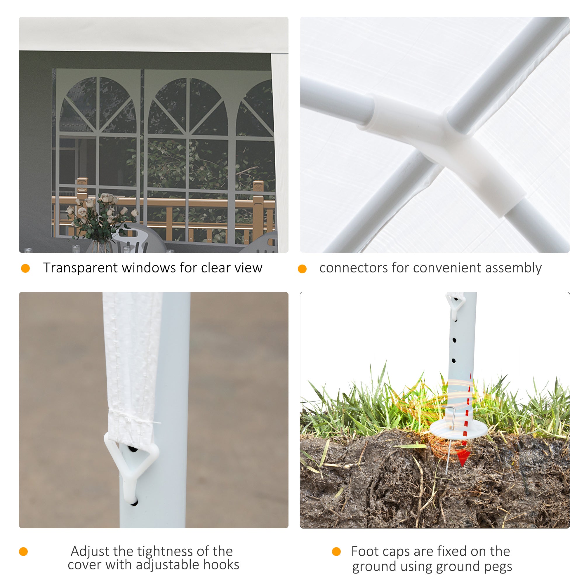 Garden Gazebo for Events with 4 Removable Walls with Windows, 5.8x2.9x2.5m, White