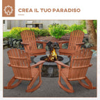 Outsunny Wooden Adirondack Chair, Waterproof Garden and Outdoor Rocking Chair, 77x94x97cm Teak