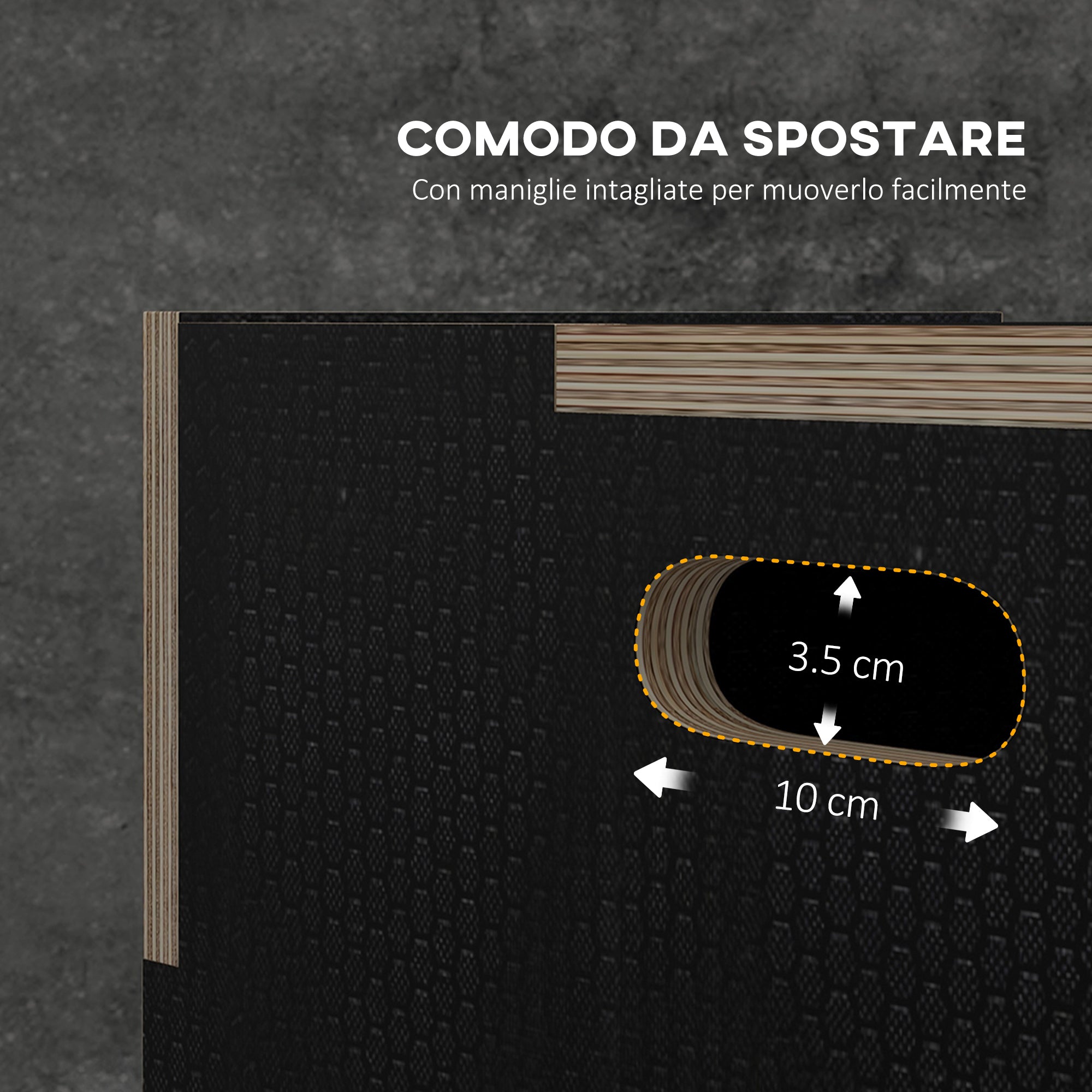 3-Height Plyometric Jump Box in Non-Slip Wood, 76-61-51cm, Black