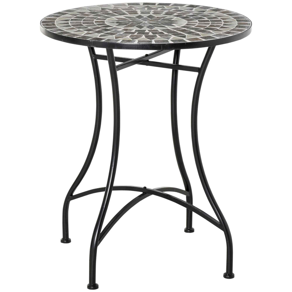 Outsunny Black Metal and Ceramic Garden and Outdoor Coffee Table