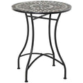 Outsunny Black Metal and Ceramic Garden and Outdoor Coffee Table
