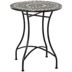 Outsunny Black Metal and Ceramic Garden and Outdoor Coffee Table