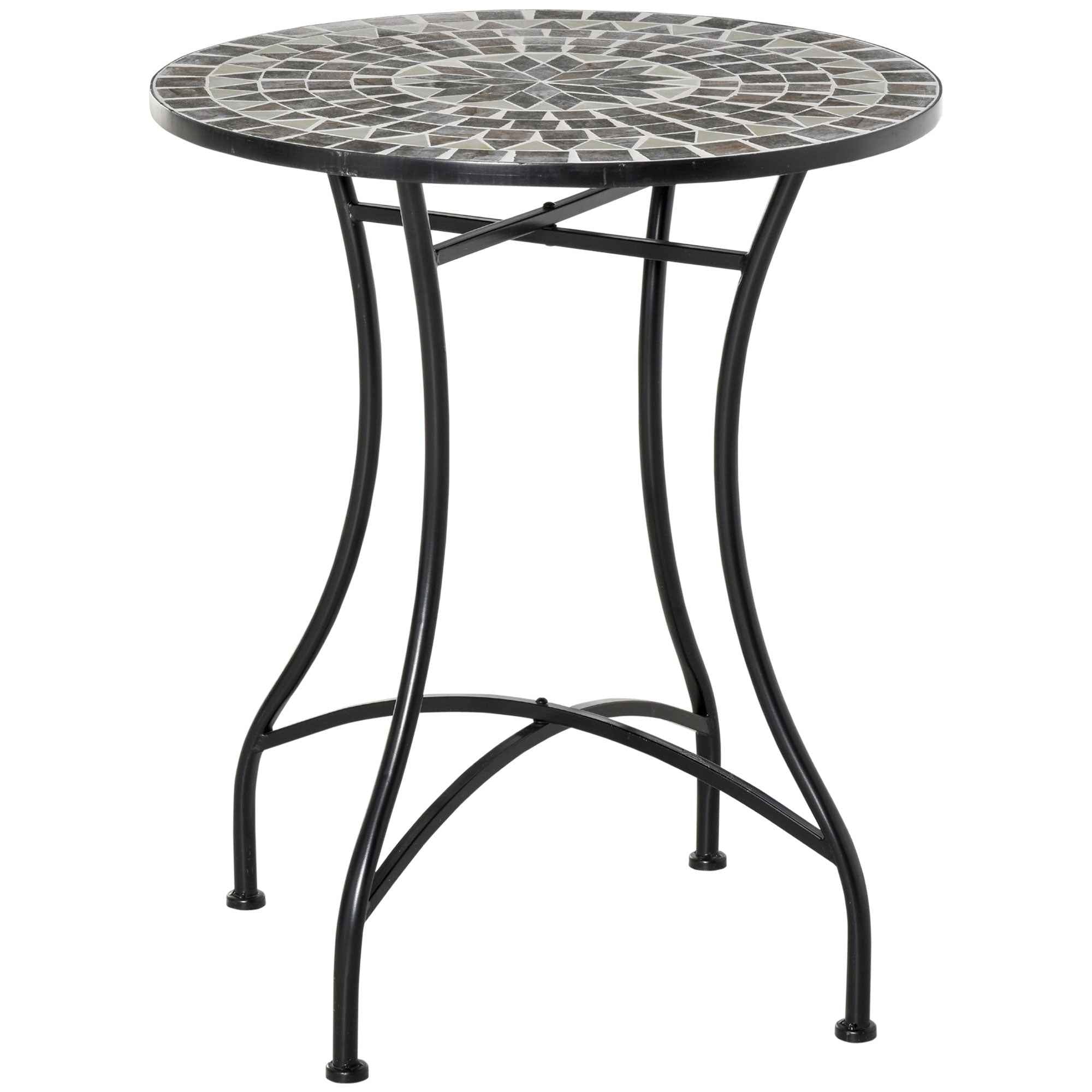 Outsunny Black Metal and Ceramic Garden and Outdoor Coffee Table