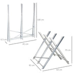DURHAND Folding Triangular Metal Wood Cutter Stand with Serrated Teeth, 83x83x79 cm, Silver