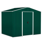 3.6m² Steel Sheet Garden Shed with 2 Sliding Doors and 4 Air Vents, 236x174x190cm, Green