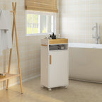 kleankin bathroom cabinet with removable tray, open shelf and closed locker, in chipboard, 40x30x88 cm, white - Borgè