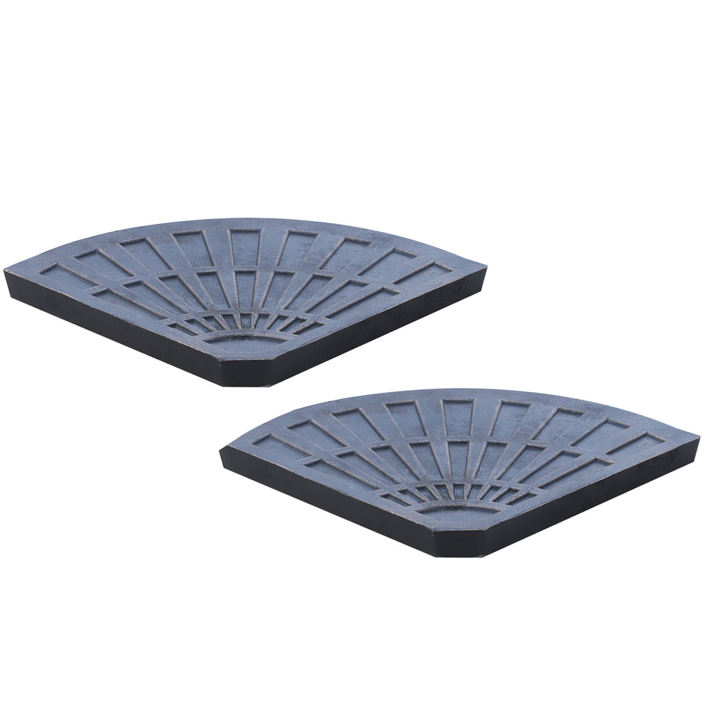 Set of 2 Cross Base Umbrella Weights 28 kg with Fan Design, in Rosin, 66x47x4.2 cm, Bronze