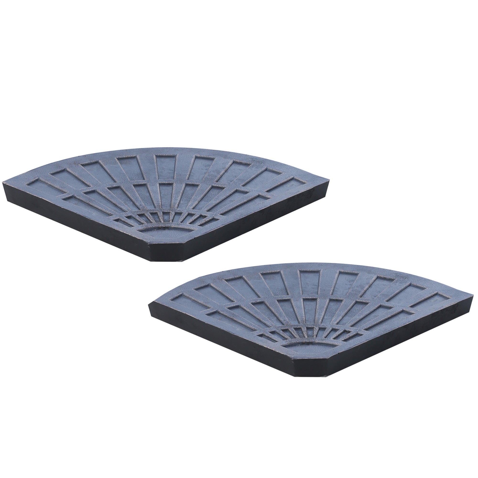 Set of 2 Cross Base Umbrella Weights 28 kg with Fan Design, in Rosin, 66x47x4.2 cm, Bronze