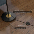 Homcom Tree metal ground lamp with 3 glass lampshades, Ø36x162 cm, black and gray - Borgè