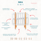 NIKA Convertible Cot – All White - Grows with Your Child from Birth to 5 Years