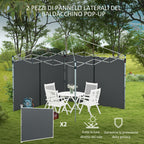 Set of 2 Gazebo Walls 3x3 and 3x6 m in Oxford Fabric with Hinged Doors, 295x195 cm, Dark Gray - Borgè