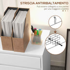 HOMCOM Office Drawer Unit with 4 Drawers and Braked Casters in MDF Wood, 46x40x65 cm, White