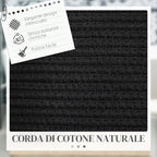 88L Portable Foldable Laundry Hamper with Natural Cotton Handles, Ø56x35.5 cm, Black