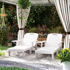 Outsunny Set of 2 Adjustable Garden Loungers with Table and Armrests, in Polypropylene, 79x158x88 cm, White