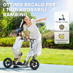 Kids Scooter for 5-12 Years Old with Brake, Kickstand and Adjustable Handlebar, 129x52x80-88 cm, White and Black