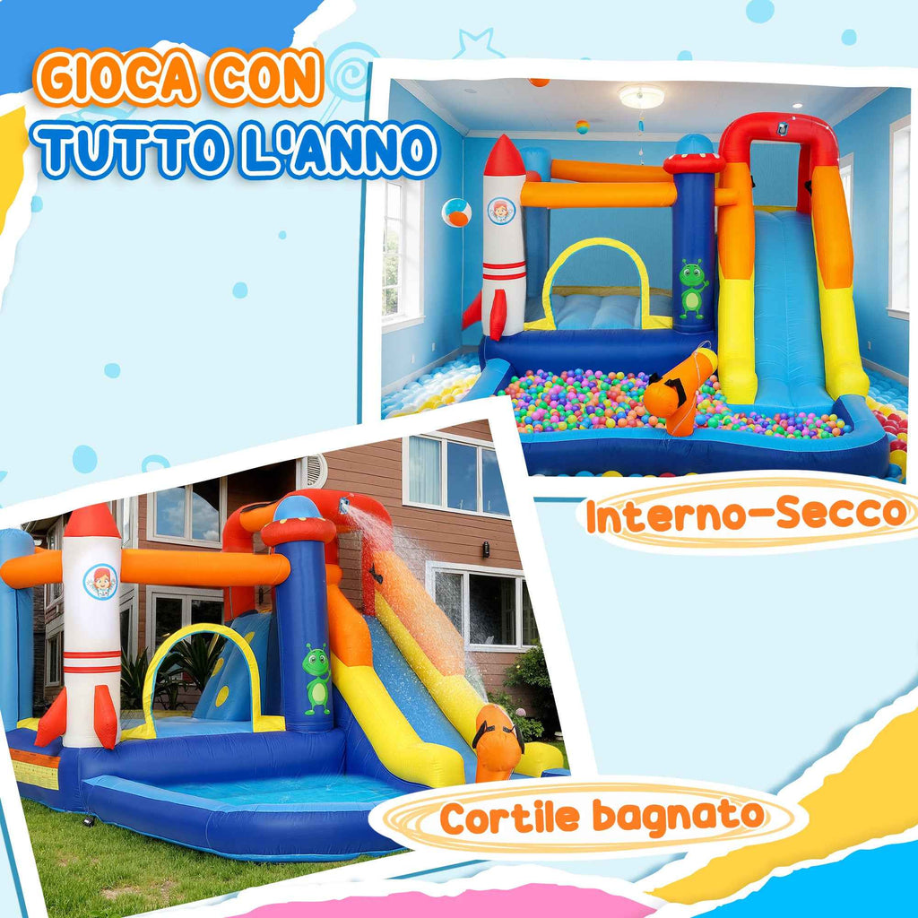 5-in-1 Inflatable Water Park Castle, 360x250x195cm, Multicolor
