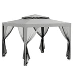 Outsunny 3x3 m Garden Gazebo with Mosquito Net, Double Roof and 8 Holes, in Steel and Polyester, Grey