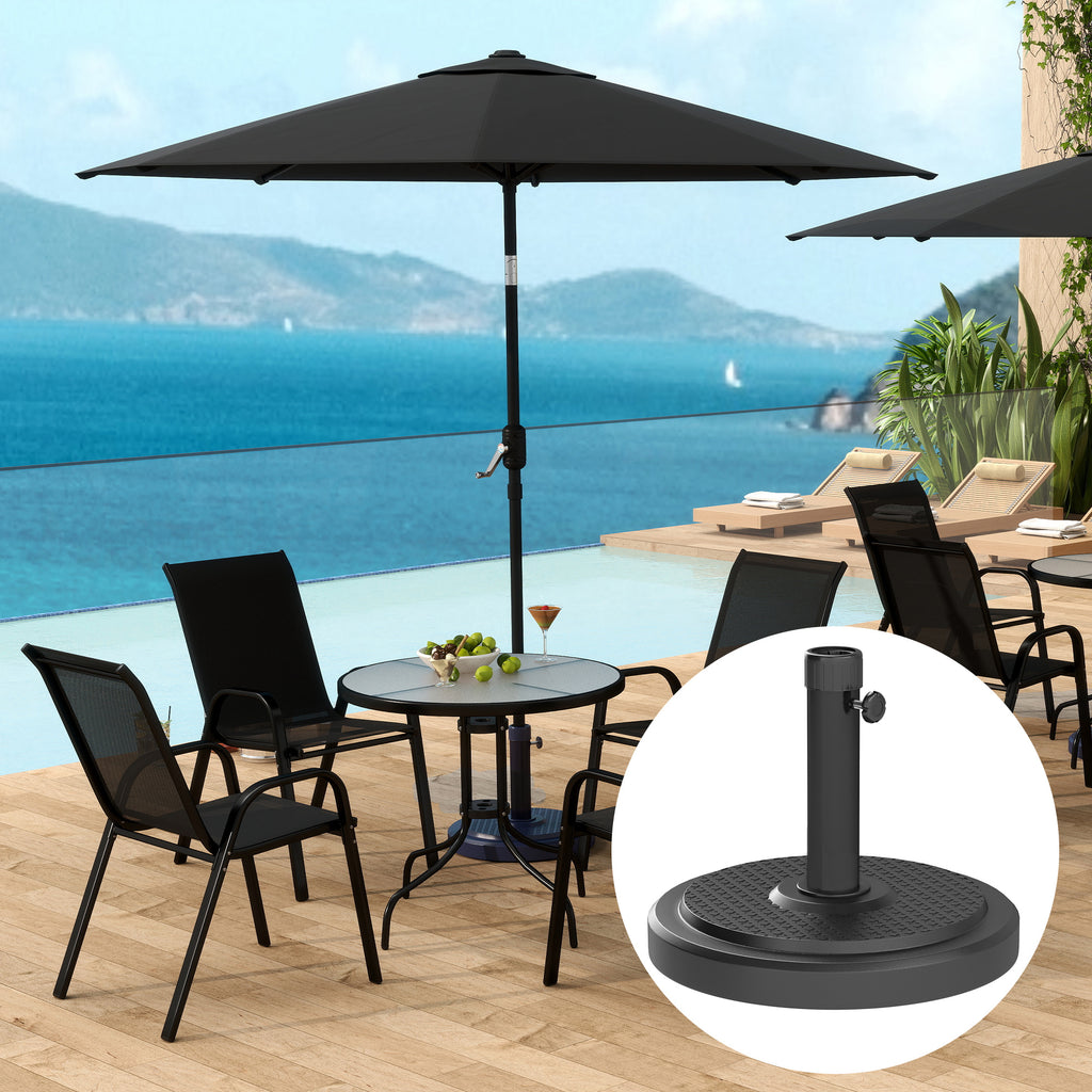 22 kg Round Umbrella Base for Umbrellas Max. 2.8 m and 38 mm or 48 mm Poles, Black