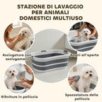 PawHut Dog Bathtub, Portable Folding Tub with Drain Hole, for Small Dogs and Puppies, Gray