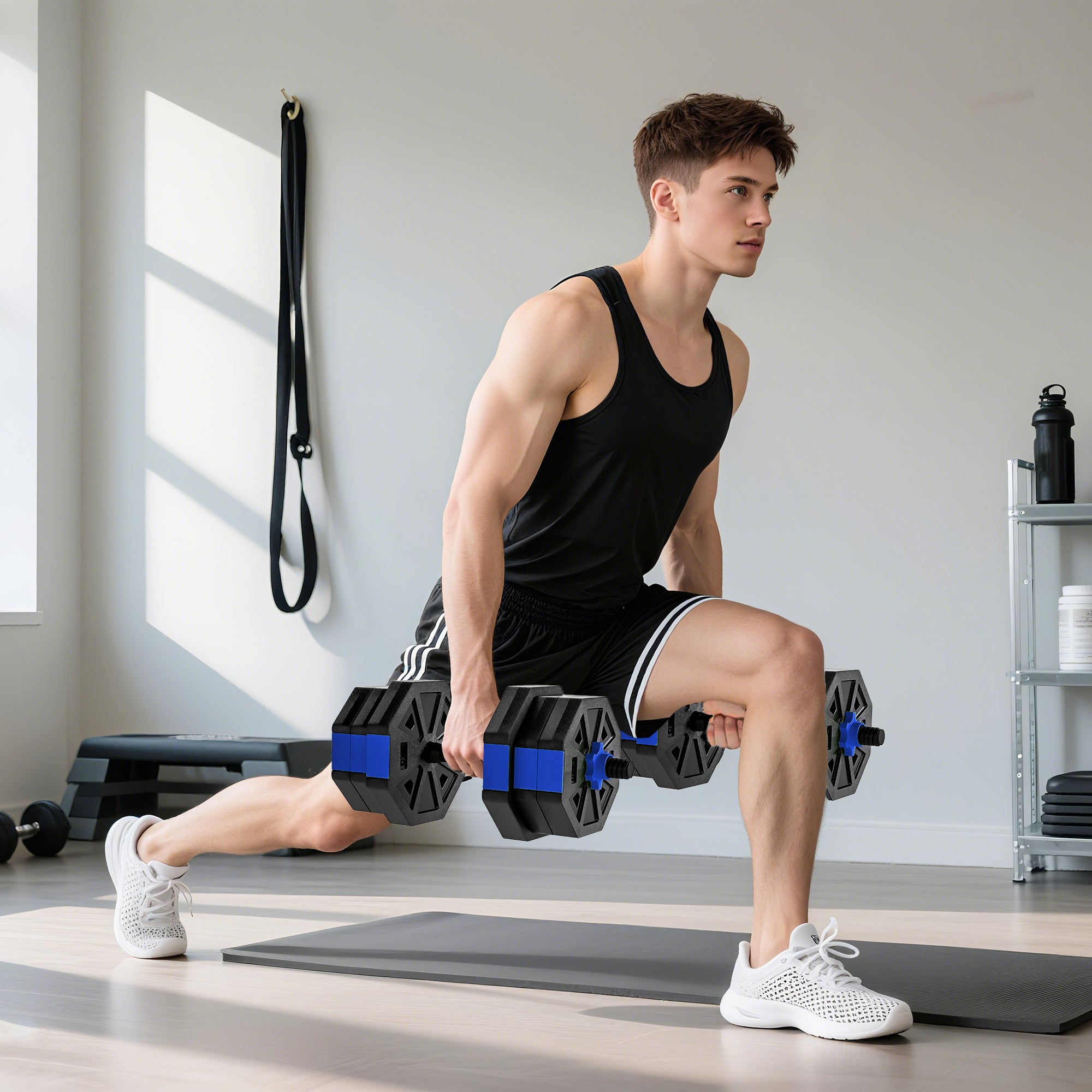 SPORTNOW 6-in-1 Multifunction Gym Weight Set, 20kg Total, Plastic and Sand, 125x18x18 cm, Blue