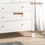 5 Drawer Chest of Drawers for Bedroom and Living Room in White Wood, 79x39.5x80.5 cm