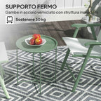 Outsunny Garden Table with Removable Tray and Folding Steel Legs, Ø46x50 cm, Green
