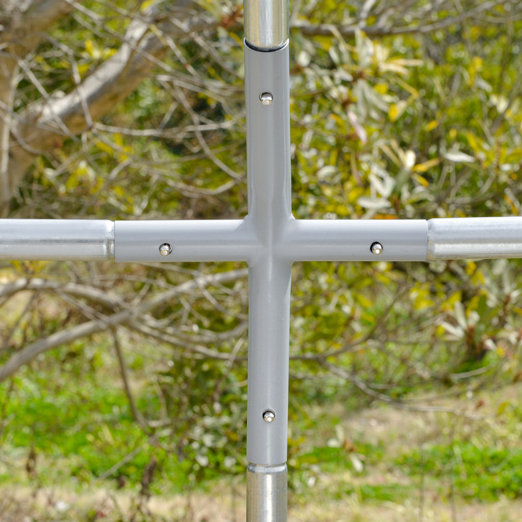 PawHut Galvanized Metal Chicken Run with Roof and UV Cover, 280x380x197 cm, Silver