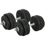 30kg Dumbbell Set (8 x 2.5 kg, 4 x 1.5 kg), Gym Weights with 12 Discs and 2 x 2 kg Dumbbells for Home Training, Black