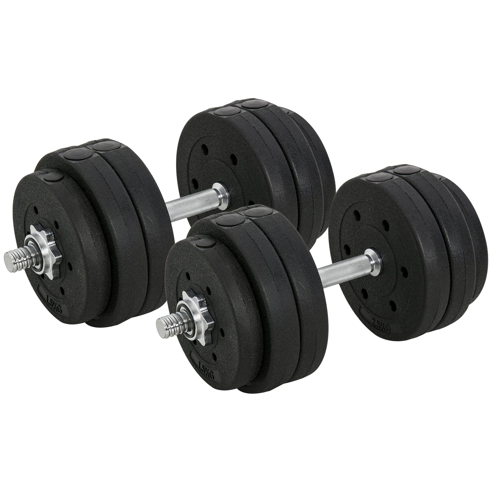 30kg Dumbbell Set (8 x 2.5 kg, 4 x 1.5 kg), Gym Weights with 12 Discs and 2 x 2 kg Dumbbells for Home Training, Black