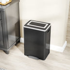 20L 2-Section Garbage Can with Silent Lid, Stainless Steel and PP, 40x34.8x59 cm, Black