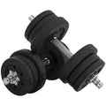 25kg Total Gym Dumbbell Set with 12 Weight Discs and 2 x 2kg Bars, Black