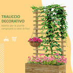 Outsunny Vertical Planter with 4 Wheels and Wooden Trellis for Climbing Plants, 76x30x155 cm, Wood Color