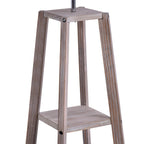 Homcom wooden ground lamp with 3 shelves and fabric lampshade, 45x45x148cm, gray - Borgè