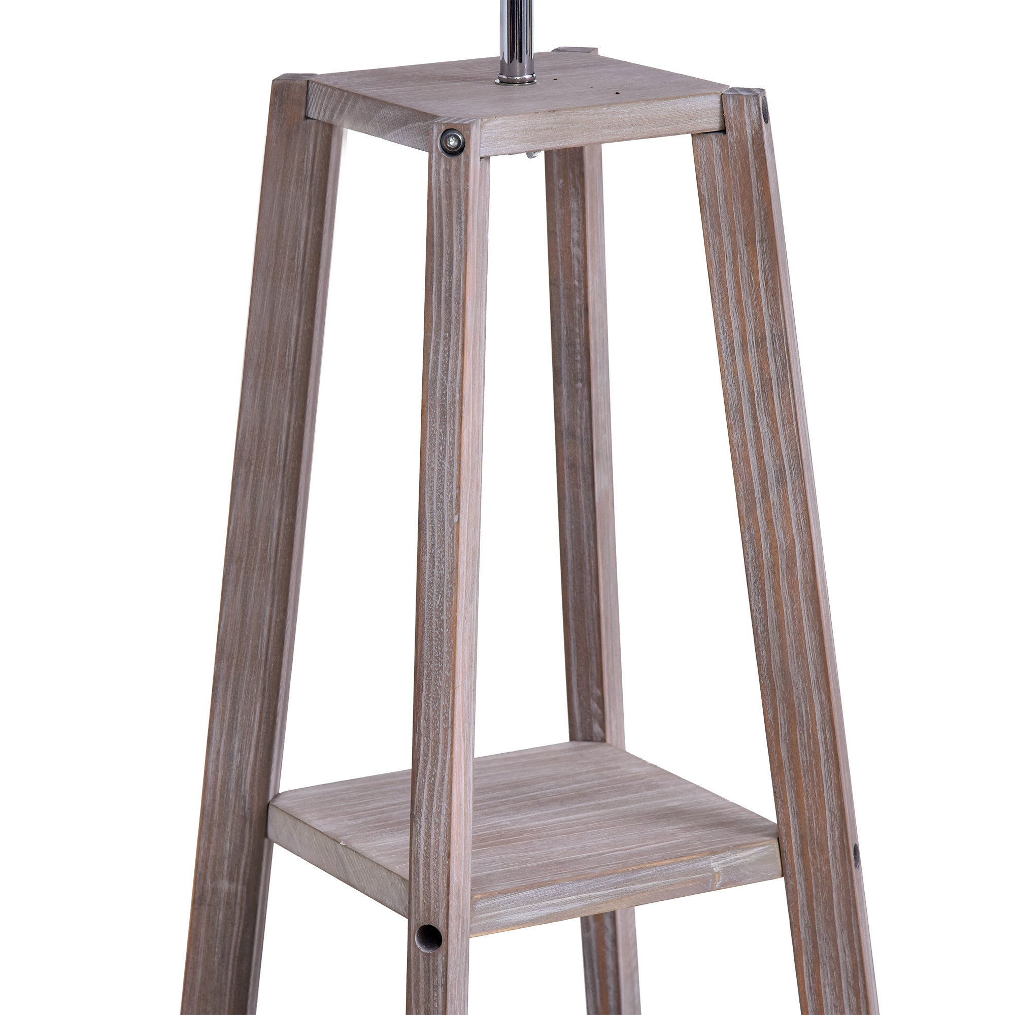 Homcom wooden ground lamp with 3 shelves and fabric lampshade, 45x45x148cm, gray - Borgè