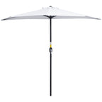 Crescent Moon Terrace Umbrella with Crank Opening and 2-Section Pole, 2.6x1.35 m, White
