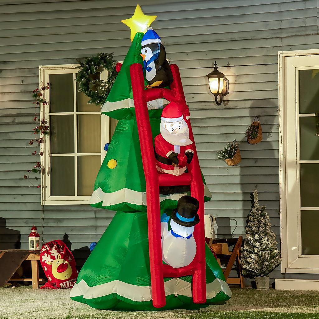 Inflatable Christmas Tree with Santa Claus and LED Lights, Inflator Included, 162x125x247cm