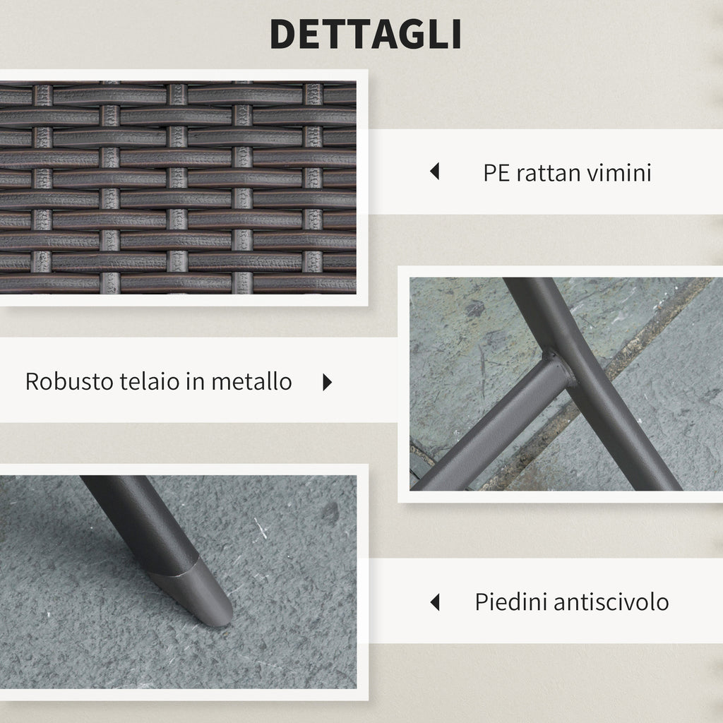 3-Piece Folding Garden Set, PE Rattan and Metal, 2 Chairs and Coffee Table, UV Protection, Balcony Furniture Set, for Patio and Backyard, Black